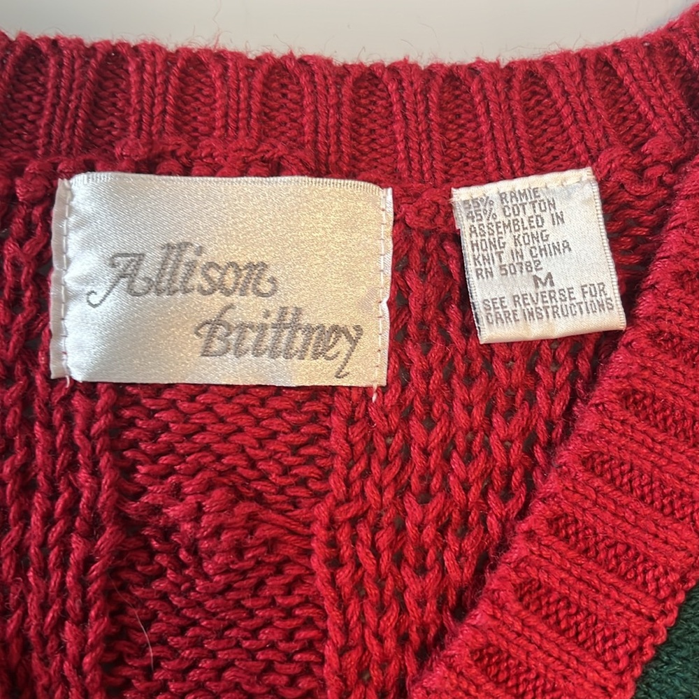 Allison Brittney sweater women size medium‎ chunky cableknit V-neck vintage 90s - Picture 5 of 8